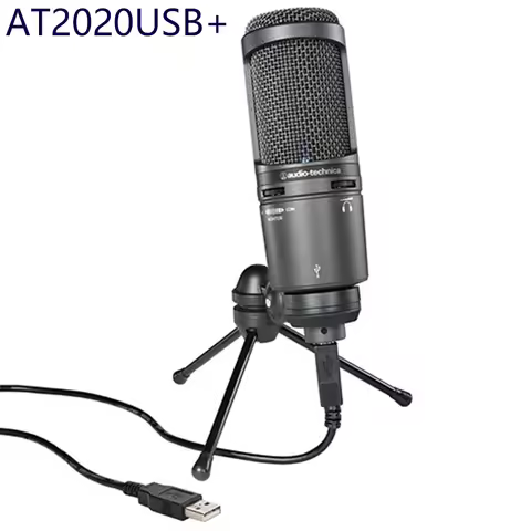 AT2020USB+ Audio Technica Condenser USB Microphone Live Singing Mobile MIC for Recording Podcasting,