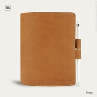 สมุดโน๊ต ปกหนังแท้ สลักชื่อได้ แบบใช้ปากกาล็อค Leather Pen Lock Notebook B6