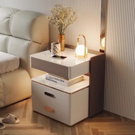 【SG Sellers】Bedside Cabinet Bedside Table Multi-Functional Locker Side Table Wooden Cabinet Storage Cabinet Drawer Storing Cupboard Bedside Table Wireless+USB Charging With Drawers