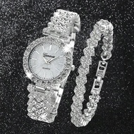 Watch Bracelet Set Women's Diamond Strap Quartz Wa 手表手链套装女士镶钻刚带石英表女款高级感时尚学生腕表 20251019QQ