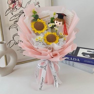 Graduation bouquet Golden Threads - Crochet Flower Fusion Bouquet