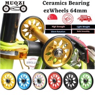 MUQZI 64mm Ceramics Bearing ezWheels For Brompton Pikes 3Sixties Folding Bike Superlight Easy Push Wheel