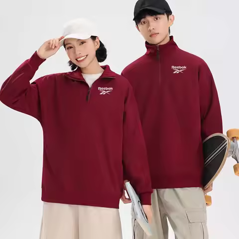 Reebok's new spring and autumn men's thin-fabric hoodie, with a stand-up collar design and a half-zi