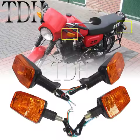 2x 4x 12V Motorcycle Front/Rear Turn Signal Indicator Light E3 Emark Turning Amber Yellow Flashing B