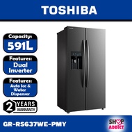 Toshiba 591L Fridge with Water &amp; Ice Dispenser Dual Inverter Refrigerator GR-RS637WE-PMY