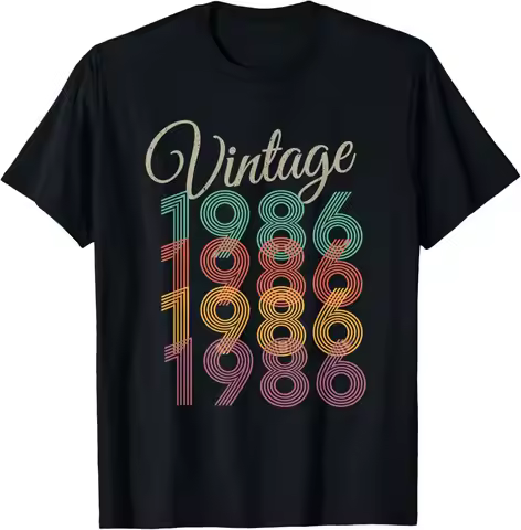 Vintage 39th Birthday Decorations Vintage 1986 39 Years Old Streetwear Custom Printed Graphic T Shir