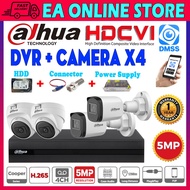 DAHUA 4 CHANNEL SET DVR + CAMERA X 4 + HARDDISC + POWER SUPPLY +CONNECTOR 5.0MP 5M-N Full HD 1080P C