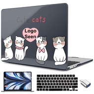 4 in1 Cute cat Print Pattern Plastic Hard Case For MacBook Air 13" M4 M3 M2 A3240 A3112 A3401 A3403 