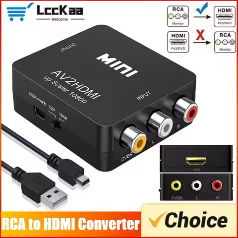 RCA To HDMI Converter with USB Cable 1080P AV To HDMI Adapter AV2HDMI AV/CVSB To HDMI-compatible AV 