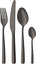 WMF Boston Black 24 Piece Cutlery Set, 6 Dishes, Cromargan Stainless Steel with Polished Finish, Dis