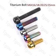 Tgou Titanium Bolt M6x16/18/20/25/30/35mm Allen Hex Screws with Washer for Bicycle Disc Brake Upgrade V brake Hub Fixed