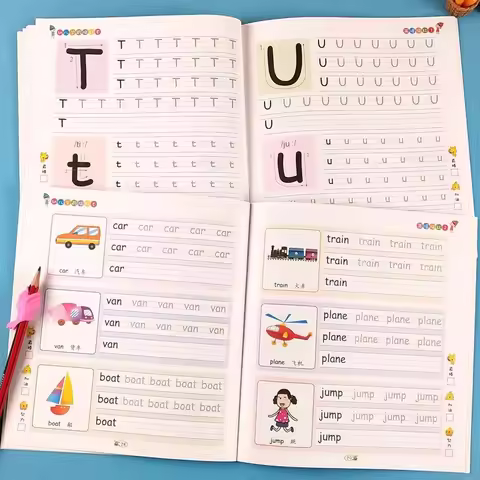 2 Books/set English Tracing Books - ABC Writing Practice Workbooks - Handwriting Exercises - Learn t