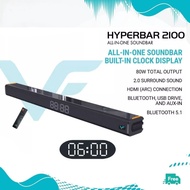 Vinnfier VF HYPERBAR 2100 All-in-One Soundbar with Clock Display MAX 80W Bluetooth, USB Drive, HDMI 