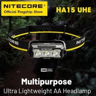 Outdoor Camping NITECORE HA15 UHE AA Headlamp Multipurpose Ultra Lightweight 400 Lumens for Night Ru