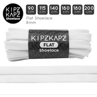 KIPZKAPZ F2 WHITE 90cm 115cm 140cm 160cm 180cm Shoelace WHITE Flat Shoelaces 8mm Shoe Lace