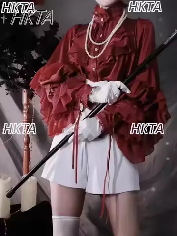 Gothic Style Batwing Sleeve Shirt Women Lolita Loose Spring Autumn Ladies Elegant Red and Black Top 