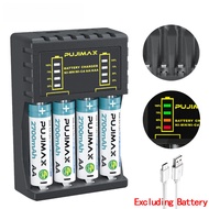 AA/AAA Battery Charger 4 Slots Intelligent LED Indicator USB C Micro Charger for Ni-MH/Ni-Cd Recharg