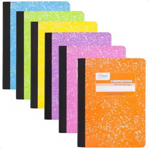 Composition Notebook 6 Pack College Ruled Paper 71 2 x 93 4 100 Sheets per Comp Book Assorted Colors