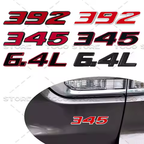 392 345 6.4L Logo Emblem Metal Alloy Adhesive Badge Rear Trunk Fender Body Sticker For HEMI Compass