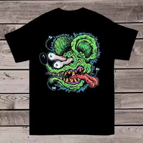 Rare Ed Roth Rat Fink Black S 2345XL Men T Shirt TMB657