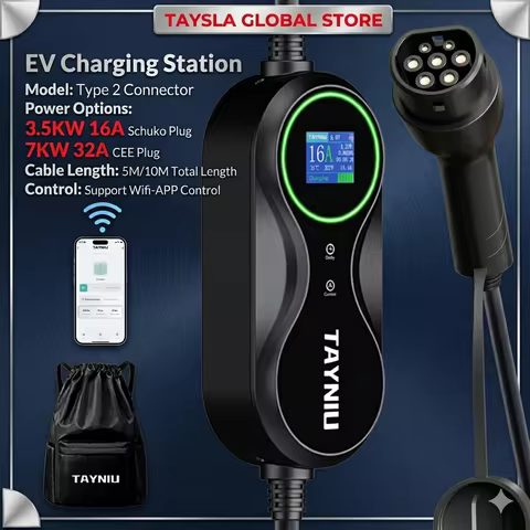 TAYNIU infinity Electric Car Charger 3.5KW 16A‥7KW 32A Schuko Plug 5M/10M EV Wallbox Charger Support