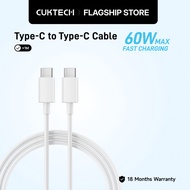 CUKTECH 60W 3A Type-C to Type-C Fast Charging Cable for iP16/15 Macbook Xiaomi Samsung Realme Oppo V
