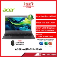 ACER-AL15-31P-P9YD-GREY-INTELPENTIUMN6000,8GBR4,512GBSSD,15.6"FHDIPS,INTELUHD,W1164,H&S,2YRS