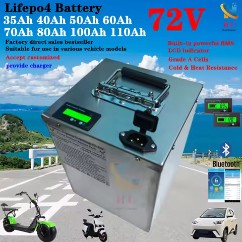 HC_72v Lifepo4 40Ah 50Ah 60Ah 70Ah 80Ah 100Ah 110Ah Lithium Battery for 2KW 3KW Rickshaw Skateboard