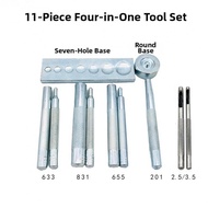 Rivet Punch Tool Kit for Button Fitting Includes 7 Hole Base 9 Punches 45# Steel