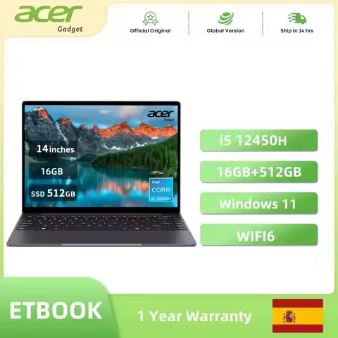 Acer Gadget e10 ETBook Gaming Laptop Intel Laptop Core i5-12450H 16GB RAM 512GB SSD Computer 14" 2K