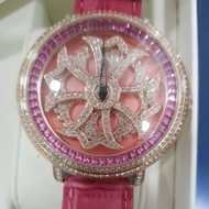 [MATISSE]/ [DAVENA] Crystal Leather Strap Quartz Wrist Watch - Striking Pink - Ready Stock