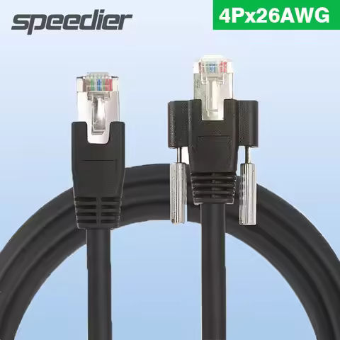 Durable CAT6 CCD Industrial Camera Gigabit Network Cable GIGE RJ45 Flexible Shielded with Screw for 