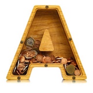 Personalize piggy bank LETTER Adult Valentines day gift Wooden coin bank