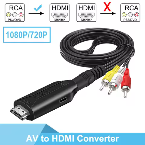 AV to HDMI Converter HDMI 1080P 720P for set-top box computer to TV cable three-color RCA Male Cable