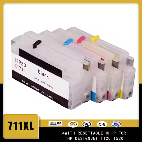Vilaxh For HP 711 4 Colors Refillable Ink Cartridge with ARC Chips HP711 Refill Cartridge For HP Des