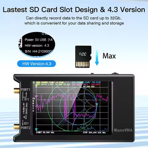 NanoVNA-H NanoVNA-H4 Vector Network Analyzer 10KHz-1.5GHz MF HF VHF UHF Antenna Analyzer Antenna Tun