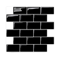 Clever Mosaics 12*12 inch Self adhesive Removable Waterproof Wallpaper 3D Peel Stick black subway Tiles - 1 Sheet