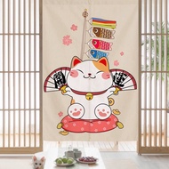 Lucky Cat Door Curtain Partition Curtain Japanese Kitchen Half Curtain Japanese Style Izakaya Blocki