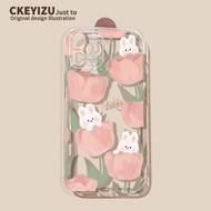 Suitable for Apple 14promax Phone Case 15 Soft 16plus Flower Rabbit iPhone17 Transparent Shock-resis