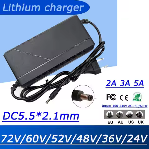24V 36V 48V 52V 60V 72V 2A 3A 5A lithium battery charger 29.4V 42V 54.6V 58.8V 67.2V 84V 2A 3A 5A li