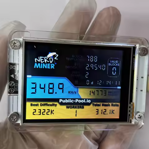 NMMiner NerdMiner V2 Hashrate Lucky Miner ESP32 2.8 inch Smart Display Crypto Solo Lottery 350KH/s B