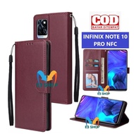 CASE INFINIX NOTE 10 PRO NFC LEATHER FLIP COVER WALLET STANDING DOMPET
