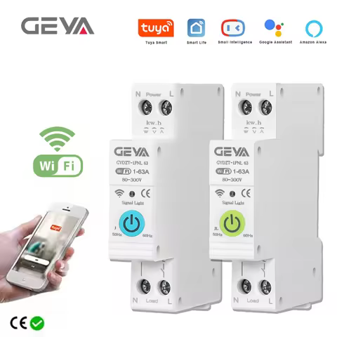 TUYA 63A Wifi Smart Circuit Breaker Switch Din Rail Remote Voice Control Home Smart Life App Tuya Ti