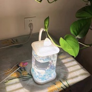 (ZWNA) Mini Desktop Glass Aquarium Fish Tank with LED Light Desktop Ornaments High-End Ornamental La