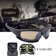 ชุดเลนส์4ชิ้นสำหรับแว่นตาทหารแว่นกันแดดทหารแว่นตายุทธวิธีสำหรับเล่นเกมกีฬากลางแจ้ง
