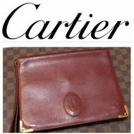 法國 CARTIER 卡地亞 真皮 中性款 手拿包 女款 男款 牛皮 皮革  二手美品☆真品↘LV BV