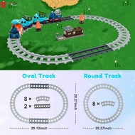 Electric Train Toy Set Battery Operated Cartoon Track Train Toy with Light and Sound Easy Assembly S
