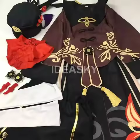 3'x,4'f\6/5;e,8\v,5/Genshin Impact Hutao Costume Uniform Wig Cosplay Game Hu Tao Shoes Chinese Style