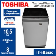 TOSHIBA 10.5KG Top Load Fully Auto Washing Machine Greatwaves Washer ( AW-UK1150HM(SG) / AWUK1150HM 