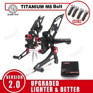 Arashi V2.0 CNC Adjustable Rearset For KAWASAKI NINJA 300 2013-2017 Footrest Motorcycle Footpegs Foo